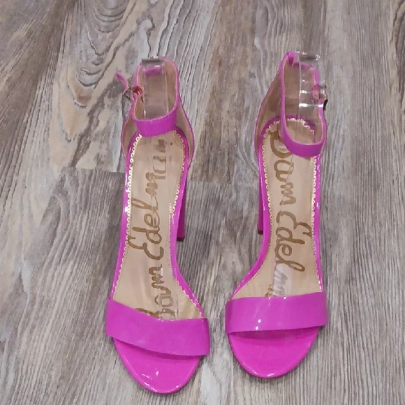 Sam Edelman Hot Pink Patent Block Heel Sandals - Picture 3 of 14